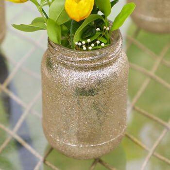 Set Of Four Glittering Gold Glass Decorative Jars, 3 of 7