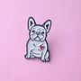 French Bulldog Love Heart Enamel Pin Badge, thumbnail 2 of 4