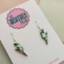 Small Aqua Glitter Lightning Bolt Earrings / Electric Blue Jewellery Vibrant Bolt Statement/ Small Aqua Statement, thumbnail 3 of 5