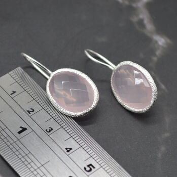 Rose Quartz Earrings: Silver Dangle Drop, Pink Gemstone, 3 of 6