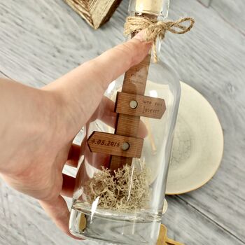 Personalised Mini Wood Sign Post In Bottle, 4 of 8