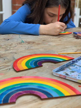 Children's Hanging Wooden Rainbow Of Hope To Colour, 7 of 7