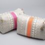Sankari Stripe Pattern Cotton Washbag In Grey / Pink, thumbnail 8 of 12
