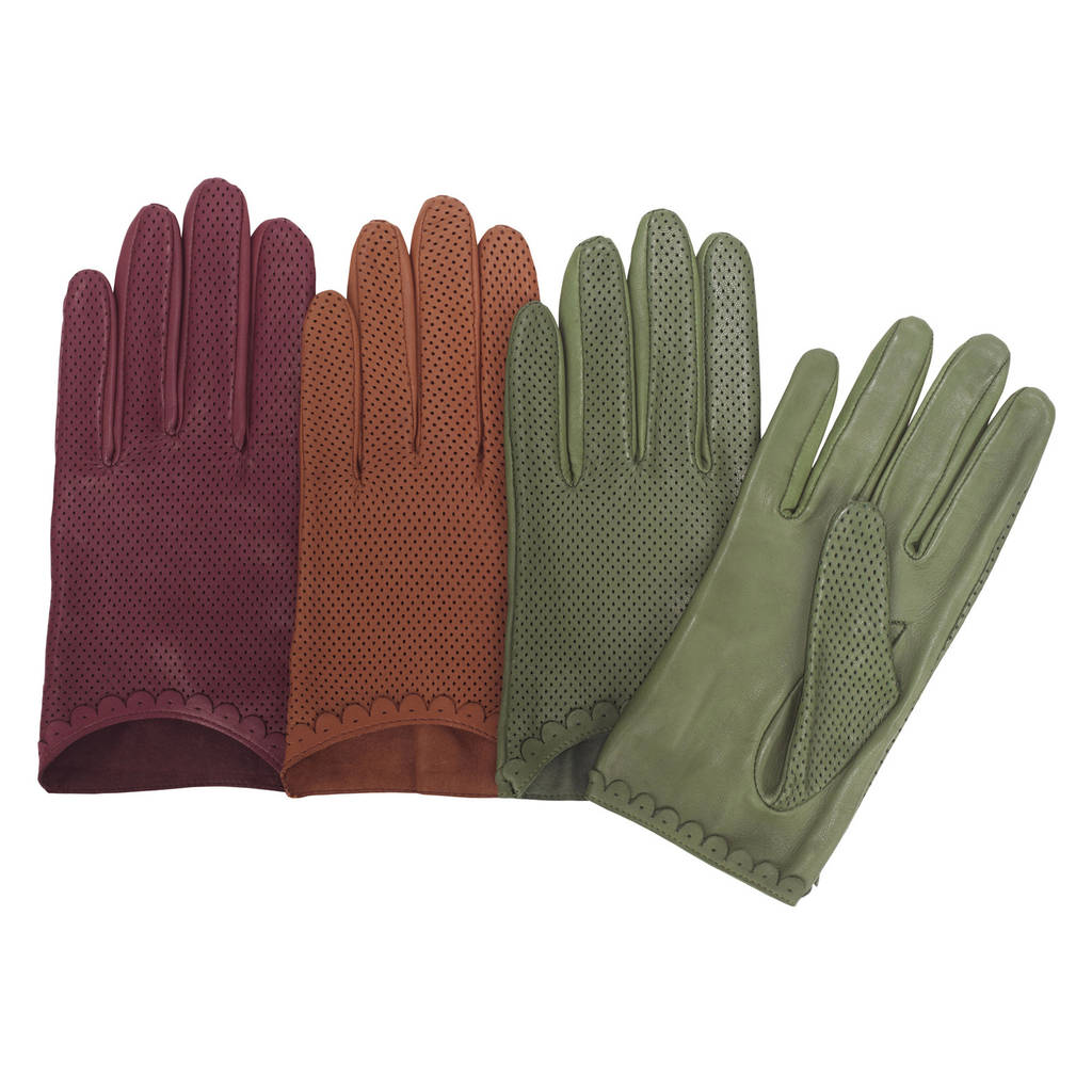 Peggy Womens Unlined Leather Driving Gloves By Southcombe Gloves