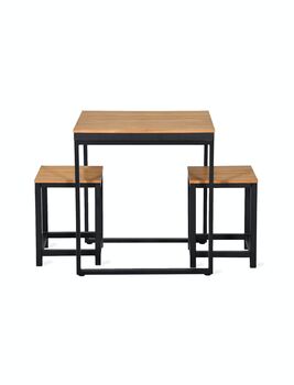 Black Steel And Teak Garden Table And Bench Set, 5 of 5