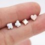 Card Suit Poker Set Stud Earrings In Sterling Silver, thumbnail 7 of 11