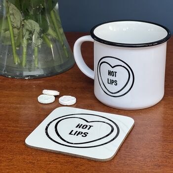 Monochrome Love Heart Personalised Coaster, 3 of 3