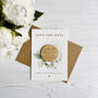 Modern Laurel Wreath Round Save The Date With Card, thumbnail 4 of 4