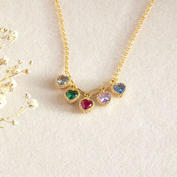 Family Birthstone Necklace With Heart Crystals, 7 of 11
