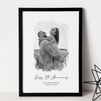 Personalised Watercolour Portrait, Gift For Couple, 3 of 8