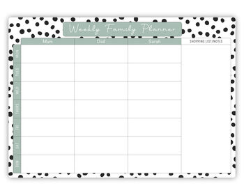 Personalised Spotty Weekly Family Organiser Whiteboard, 3 of 8