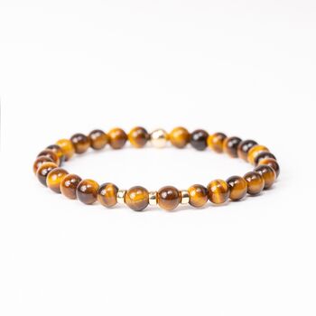 Handmade 6mm Tiger’s Eye Healing Crystal Bracelet With Gold Filled Details, 3 of 3