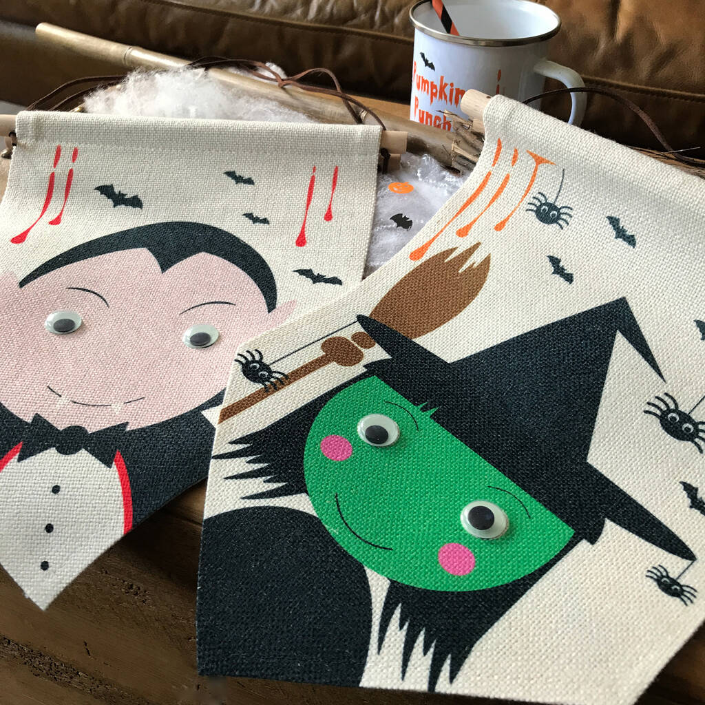 Halloween Flags With Glow In The Dark Wobbly Eyes, 1 of 3