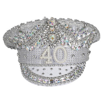 Rhinestone And Pearl Embellished 40th Birthday Hat, 2 of 3