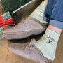 Embroidered Holly Christmas Socks, thumbnail 1 of 6