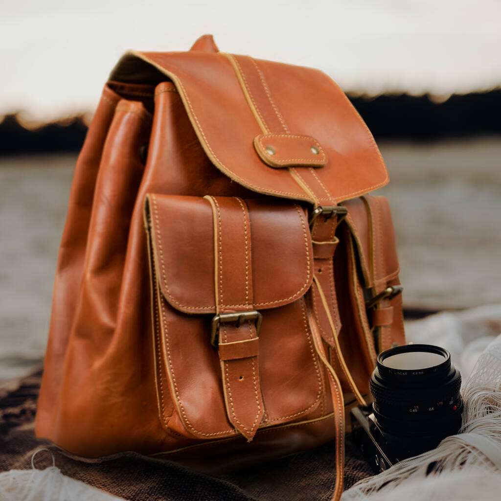 Personalised Buffalo Leather Nomad Backpack/Rucksack, 1 of 9