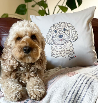 Personalised Dog Mum Dog Lover Pet Portrait Cushion, 2 of 12