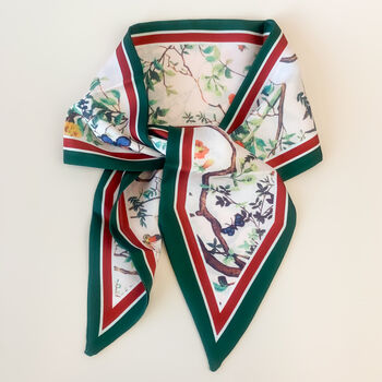 Pink And Green Forest Print Hair Or Neck Scarf, 3 of 3