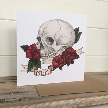 Skull And Rose Tattoo Style 'Mum' Card, 3 of 3
