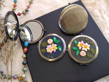 Hand Embroidered Compact Mirror, 3 of 7