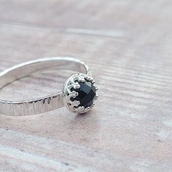 Onyx Ring In Recycled Silver With A Textured Band, 2 of 12