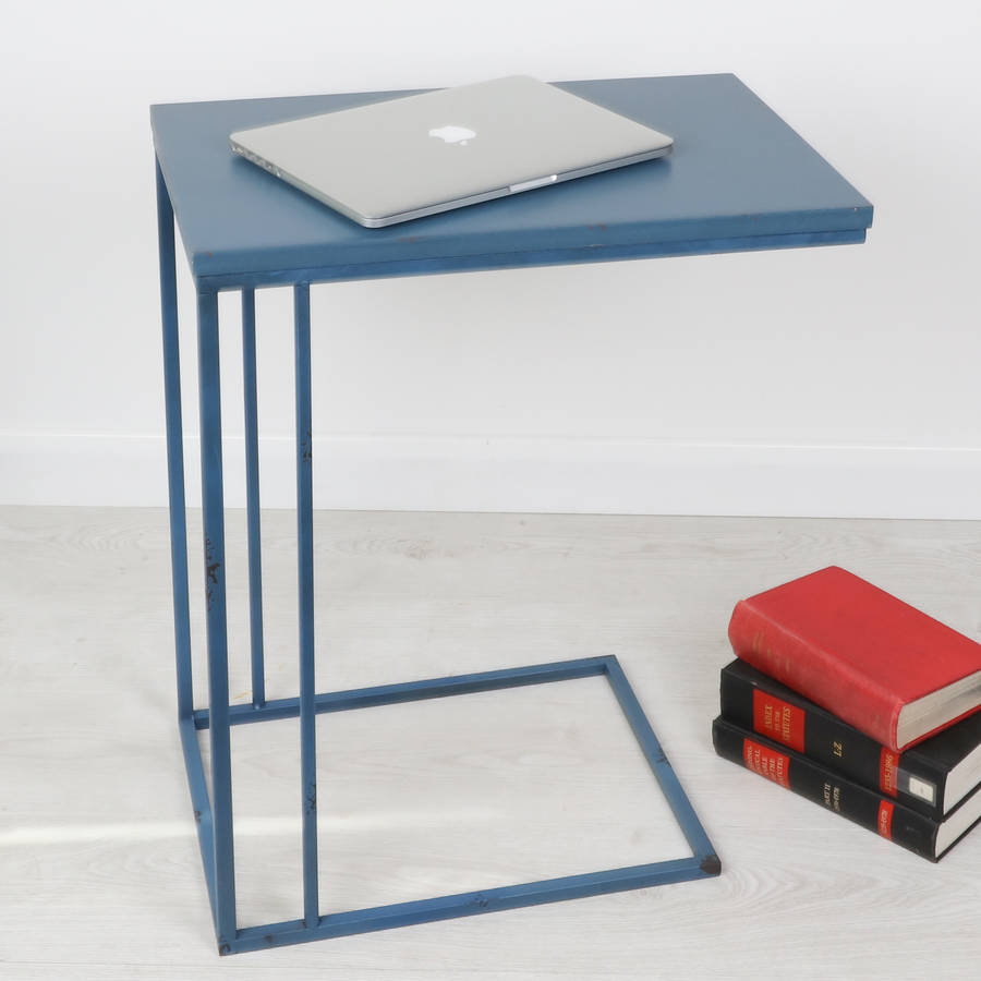 industrial scandi blue laptop table by dibor