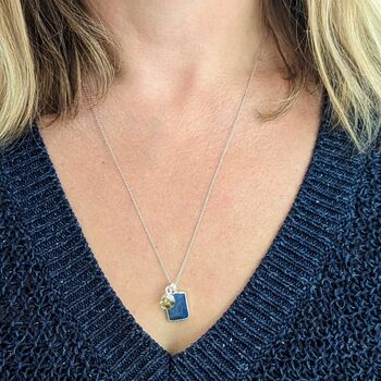 The Duo Lapis Lazuli Necklace, Sterling Silver, 7 of 12