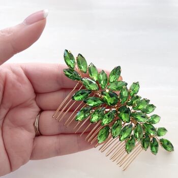 Green Crystal Hair Comb, 3 of 5