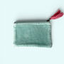 Embroidered Velvet Coin Purse | Pale Blue Garden Floral Design, thumbnail 2 of 4