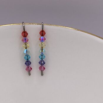 Rainbow And Pastel S Crystal Niobium Hook Earrings, 3 of 5