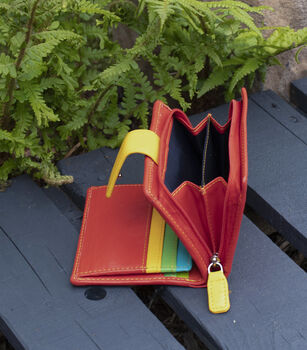 Personalised Small Mutlicolour Red Leather Purse Rfid Protected, 7 of 9