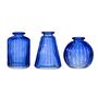 Set Of Three Cobalt Blue Glass Bud Vases, thumbnail 2 of 6