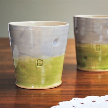 9th Anniversary Pottery Tumbler Blue Birthday Mug, 7 of 8