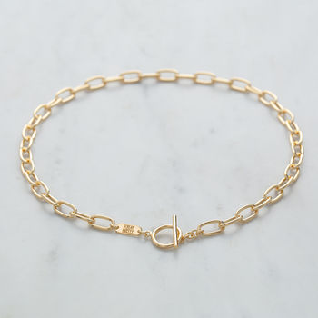 Gold Plated Oval Chain Choker With T Bar Clasp, 3 of 6
