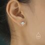 Vintage Aqua Green Opal Flower Cz Stud Earrings, thumbnail 1 of 12