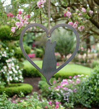 Dog Pointed Ears Silhouette Steel Heart, 4 of 4