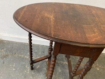 Edwardian Oak Drop Leaf Side Table, 4 of 9