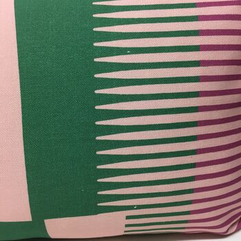 Combed Stripe Cushion, Vermillion, Green + Blush, 2 of 5