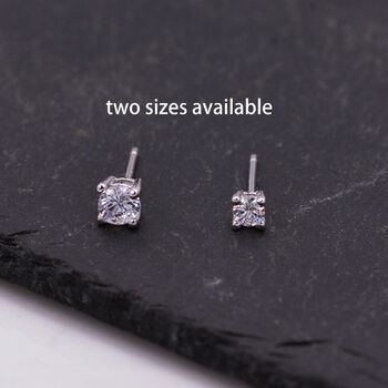 Sterling Silver Extra Small Cz Stud Earrings, 7 of 12