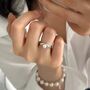 Natasha Silver Pearl Crown Snow Ball Charm Gift Ring, thumbnail 1 of 6