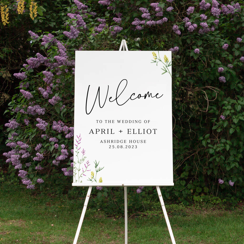 Wildflowers Personalised Wedding Welcome Sign, 1 of 4