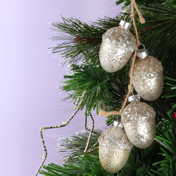 G Decor Large Glass Acorn String Garland Decoration Silver Mercury Finish With Natural Jute Twine, 3 of 4
