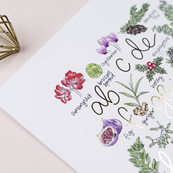 Foiled Christmas Print With Floral Illustration, 5 of 7