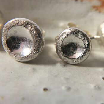 Silver Crater Stud Earrings, 2 of 7