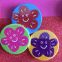 Colourful Retro Happy Face Flower Badges, thumbnail 2 of 6