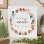 Personalised Christmas Card For Uncle Festive Wreath, thumbnail 1 of 7