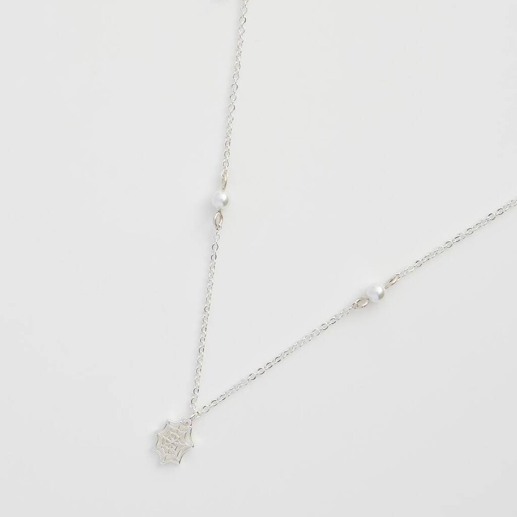 Cobweb And Pearl Silver Necklace, 1 of 7