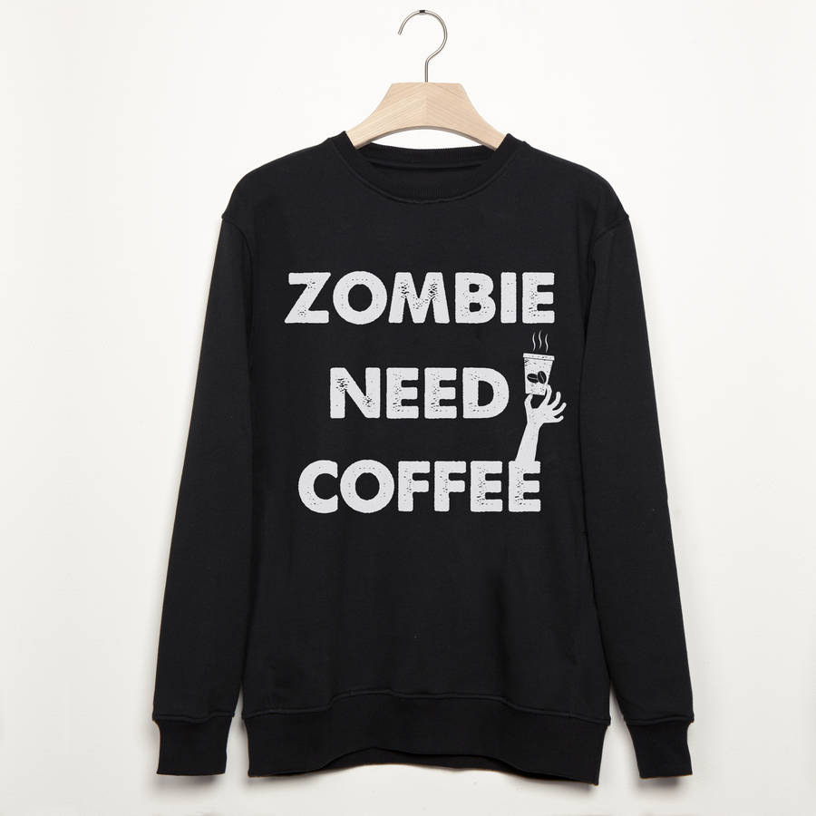 Zombie Need Coffee Men's Halloween Sweatshirt