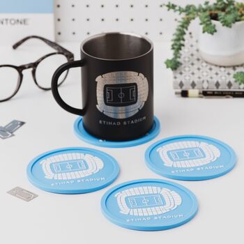 Manchester City Stadium Football Gift Custom Engraved Steel Mug, 5 of 5