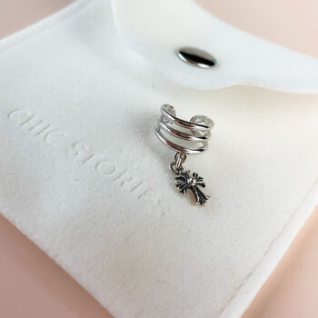 Sterling Silver Gothic Cross Ear Cuff, 5 of 6